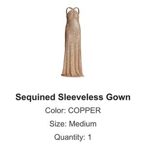 Tadashi Shoji Champagne Gold Sequin Halter Dress